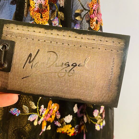 Mac Duggal Black Floral Embroidered Midi Tea Length Dress Sz 14 NWT Whimsigoth - Picture 10 of 10